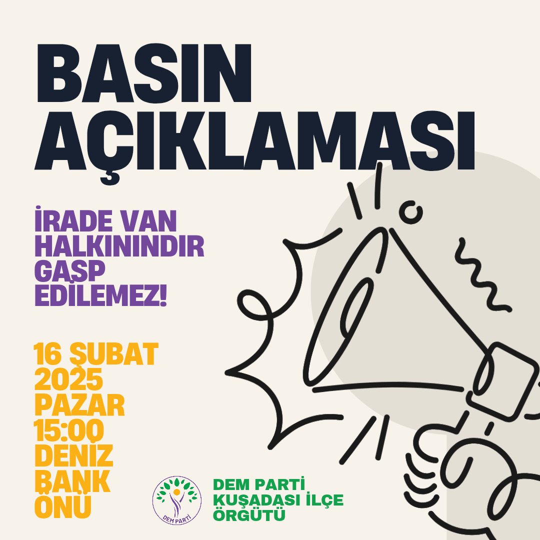 Van Büyükşehir Belediyesine  gece yarısı yapılan kayyım darbesi, halkın iradesini gasp eden  darbelerin devamıdır. 

Belediye binasının basılması, halka gaz bombaları ve plastik mermilerle saldırılması, çocukların, yaşlıların darp edilip gözaltına alınmasını lanetliyoruz!
