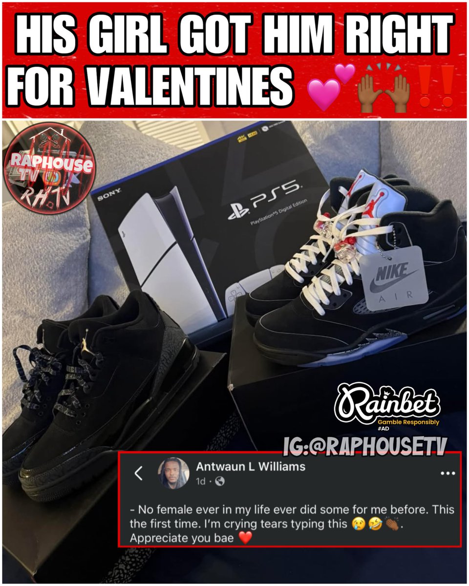 raphousetv2's tweet photo. His girl got him right for valentines 💕🙌🏾 https://t.co/1khLLCI4bd