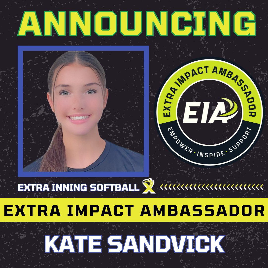 Kate Sandvick (@kate_sandvick16) on Twitter photo I am excited to announce I have been selected to be an <a href="/ExtraInningSB/">EXTRA INNING SOFTBALL</a> Ambassador! I am super thankful for the opportunity and canโt wait to get started!
<a href="/IowaPremierFP/">Iowa Premier Fastpitch</a> I am excited to announce I have been selected to be an <a href="/ExtraInningSB/">EXTRA INNING SOFTBALL</a> Ambassador! I am super thankful for the opportunity and canโt wait to get started!
<a href="/IowaPremierFP/">Iowa Premier Fastpitch</a>
