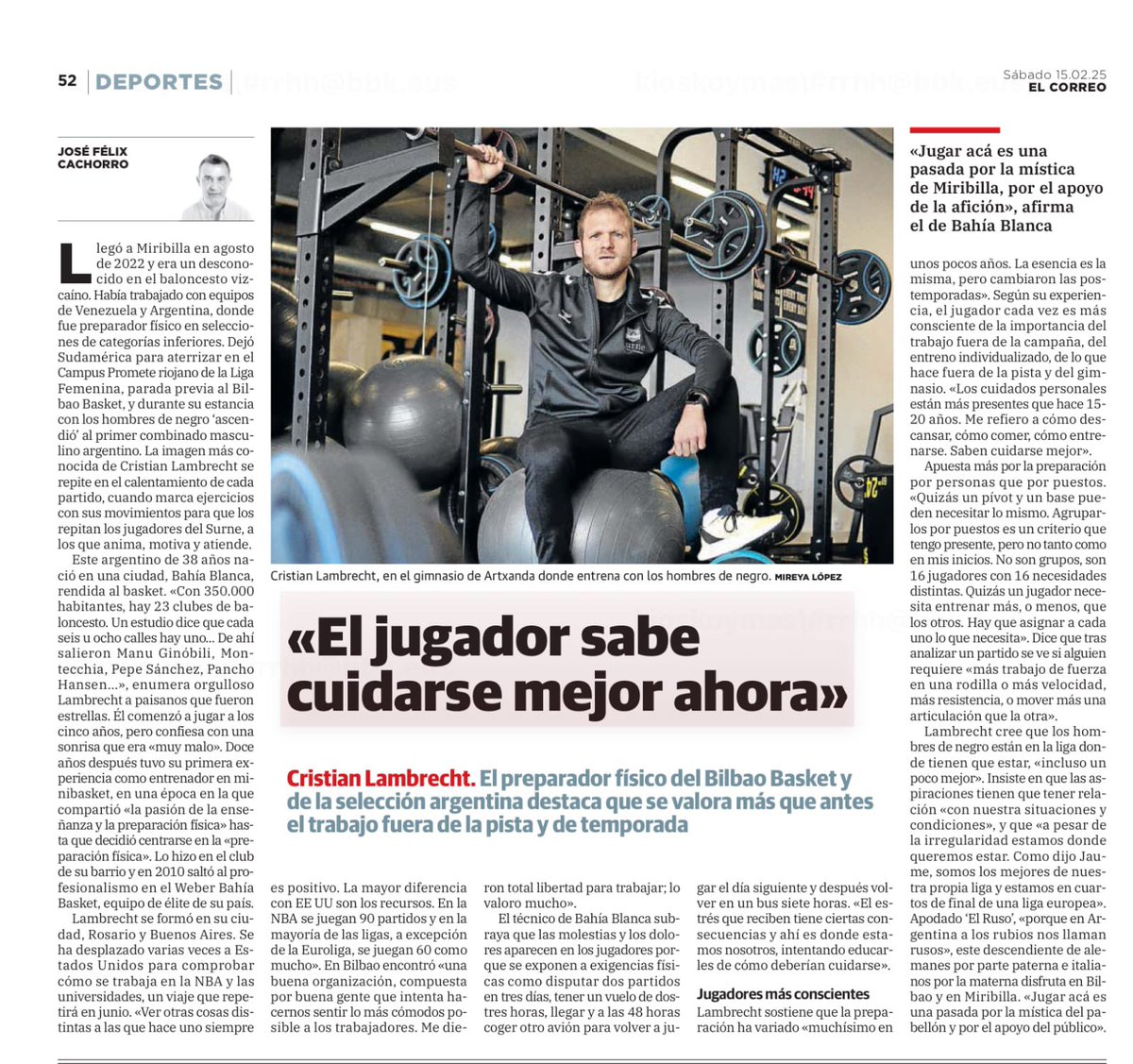Muchas gracias <a href="/elcorreo_com/">El Correo</a> por la nota y por destinar un espacio a la preparación física de basquetbol. 
<a href="/bilbaobasket/">Surne Bilbao Basket 😎</a>