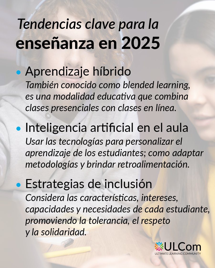EspanolUlc's tweet photo. 📚 ¿Estás listo para liderar el cambio en la educación?

Explora las tendencias clave para 2025 en la enseñanza: aprendizaje híbrido, inteligencia artificial en el aula y estrategias de inclusión. 🌐

💡 ¿Qué tendencia estás aplicando en tu institución? https://t.co/fTqDXfbTMX