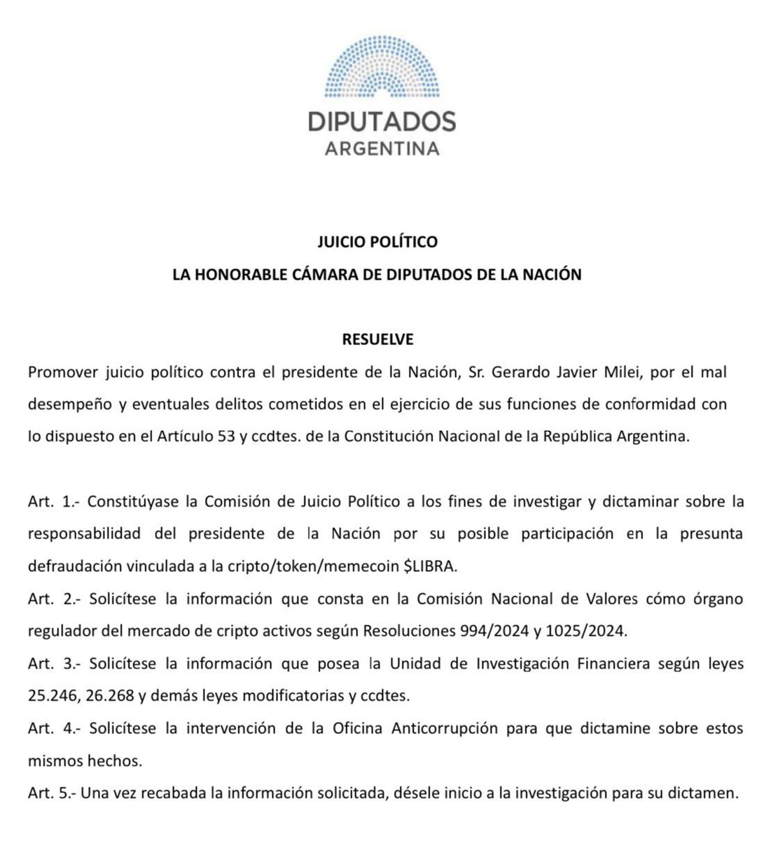 GastonAlberdi's tweet image. $LIBRA 
#MileiCryptoScam
#LibraFail 
#InvestorBeware
#MileiEstafador 
#Argentina
El Estado Nacional siempre debe ser el Conductor de una Sociedad Democratica.
.@JMilei NO esta en condiciones de conducirlo ni un minuto mas.
#JuicioPoliticoAMileiYa
#UnAlberdiEnElCongreso