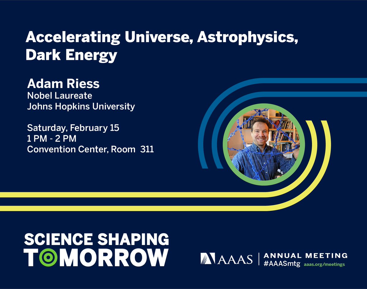 AAASmeetings's tweet image. Happening now: Join Nobel laureate Adam Riess as he explains how universe is accelerating and the challenges of understanding dark energy.
Feb 15 | 1 - 2 PM 📍 Room 311, Hynes Convention Center #AAASmtg
bit.ly/40Nri0P