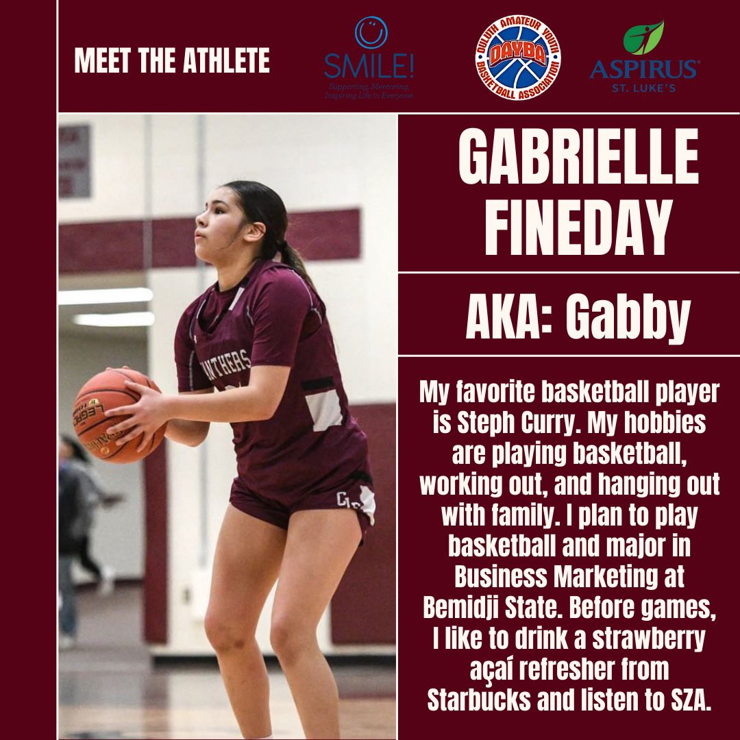 Next up for our athlete highlight from team Minnesota! Meet Gabby Fineday!

🏀Border Battle - MN vs WI
📅Tuesday, March 25, 2025
📍University of Minnesota Duluth
⏳Girls Game: 6:00 PM
⏳Boys Game: 7:50 PM