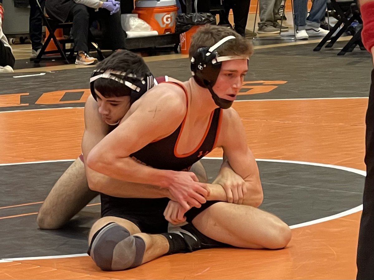 Michael Keenan, right, of <a href="/WaylandWrestlin/">Wayland Wrestling</a> earned his 100th career win today at the D3 Central sectional. <a href="/WaylanAthletics/">Wayland Athletics</a>