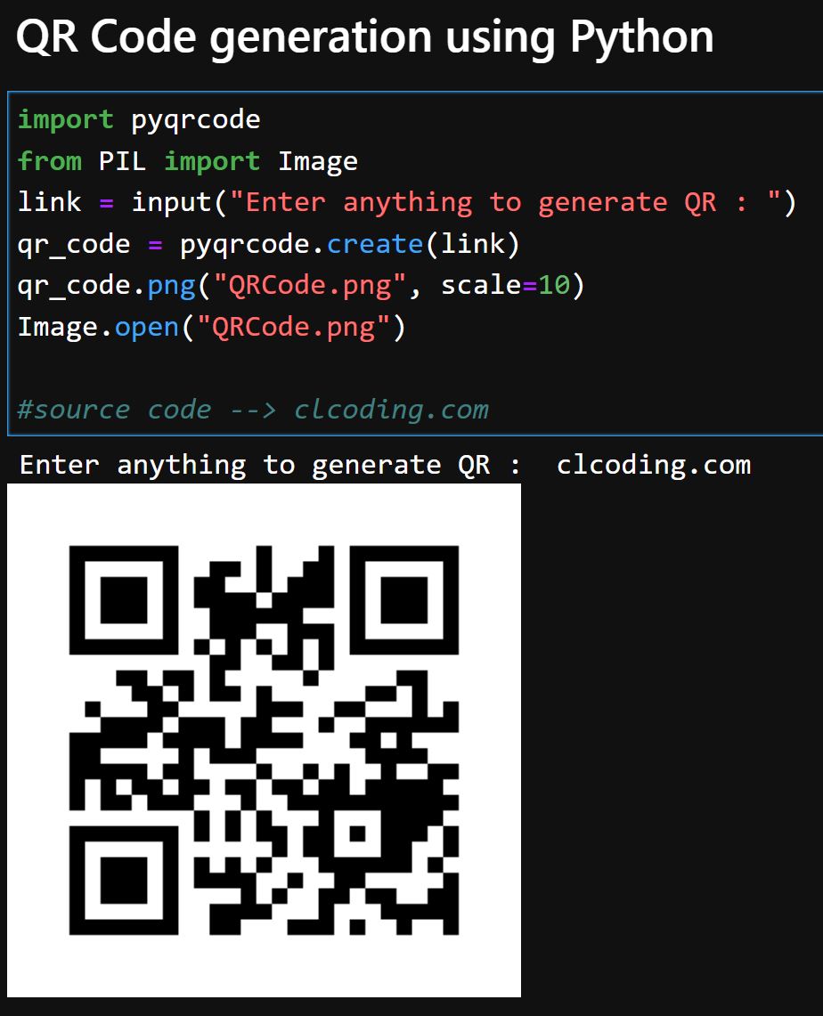 clcoding's tweet image. QR Code generation using Python