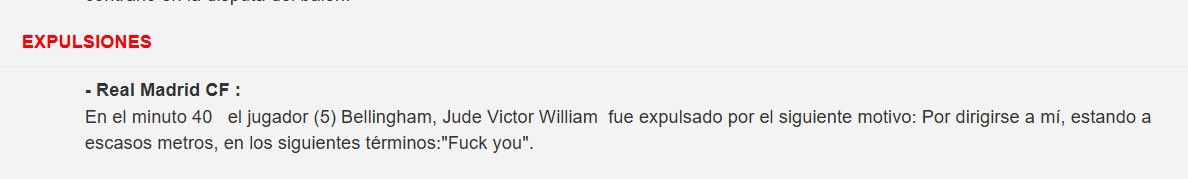 Menos mal que todo el mundo ha visto el vídeo en el que Bellingham dice “fuck off”

El árbitro en el acta pone “fuck you” 😭😭