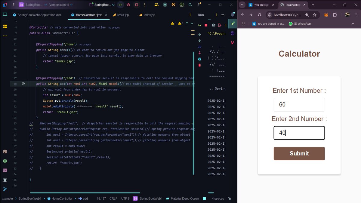 Chaitanya13107's tweet image. 🚀 Day 107 of #150dayslevelup by @siamjuit!

🔹 Created a Spring Boot Web Project – Implemented Spring MVC (Model-View-Controller) to send and retrieve data.
🔹 Solved a Linked List question on LeetCode.
#SpringBoot #SpringMVC #Java #LeetCode #Coding