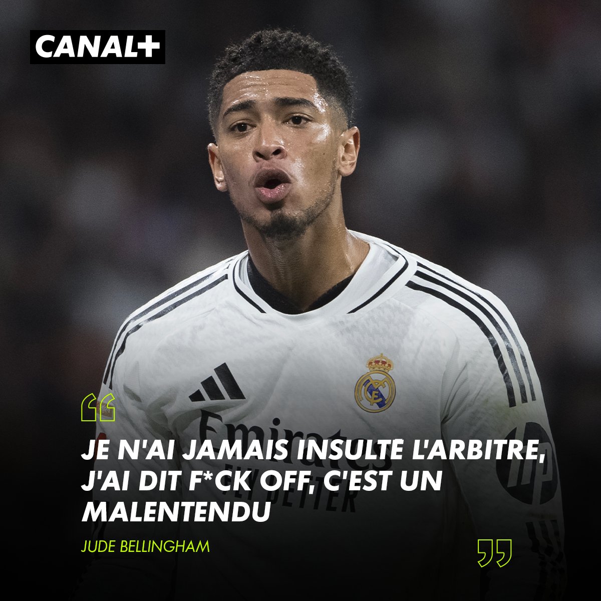 cplussportafr's tweet photo. Pour ceux qui comprennent les subtilités de l'anglais, voici l'explication de Jude Bellingham après son carton rouge 😶‍🌫️ https://t.co/GTnx5tXW8n