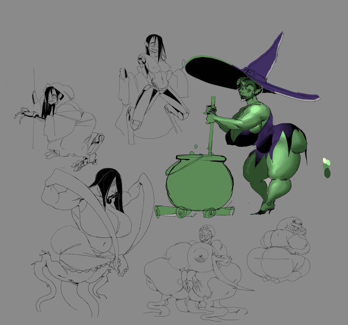 Some random monster women sketches. Some are cyborgs and some are aliens, but sill.
