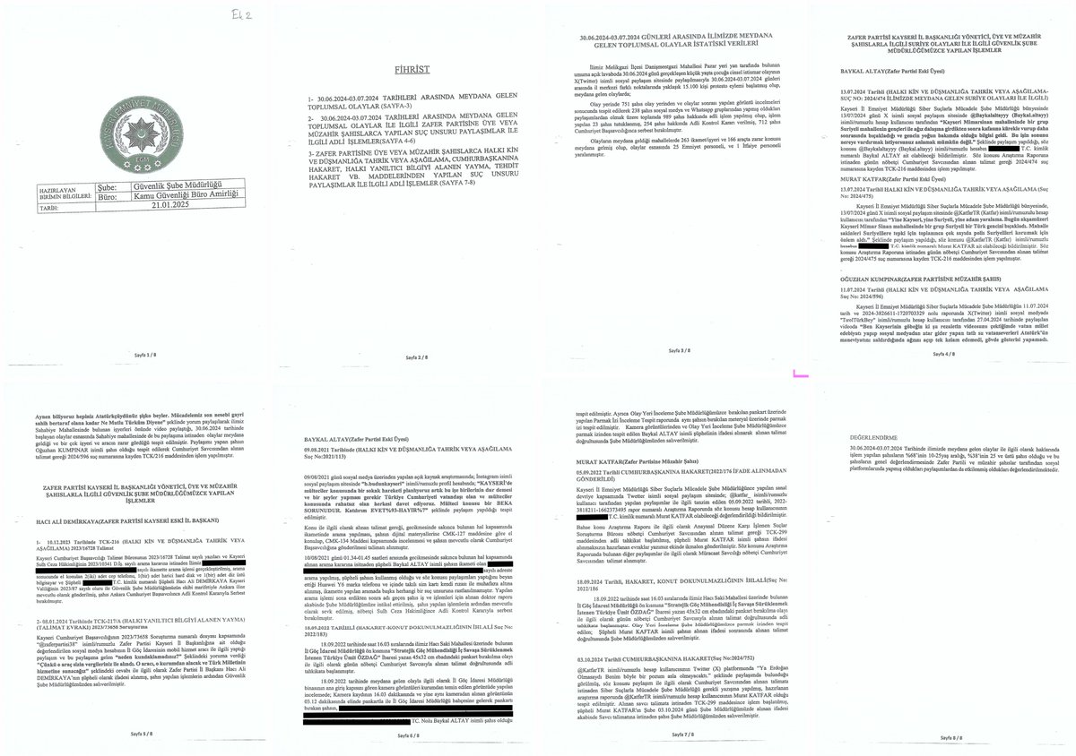 Sayın Cumhurbaşkanı,
Sayın Adalet Bakanı,
Sayın İçişleri Bakanı,

Aşağıda ekte 30 Haziran/1 Temmuz 2024 Kayseri olayları ile ilgili hazırlanmış 2 farklı belge göreceksiniz. 

Birinci belge 02.07.2024 tarihli Kayseri Emniyet Müdürlüğü’nün olayları anlatan RESMİ raporudur. 
Bu