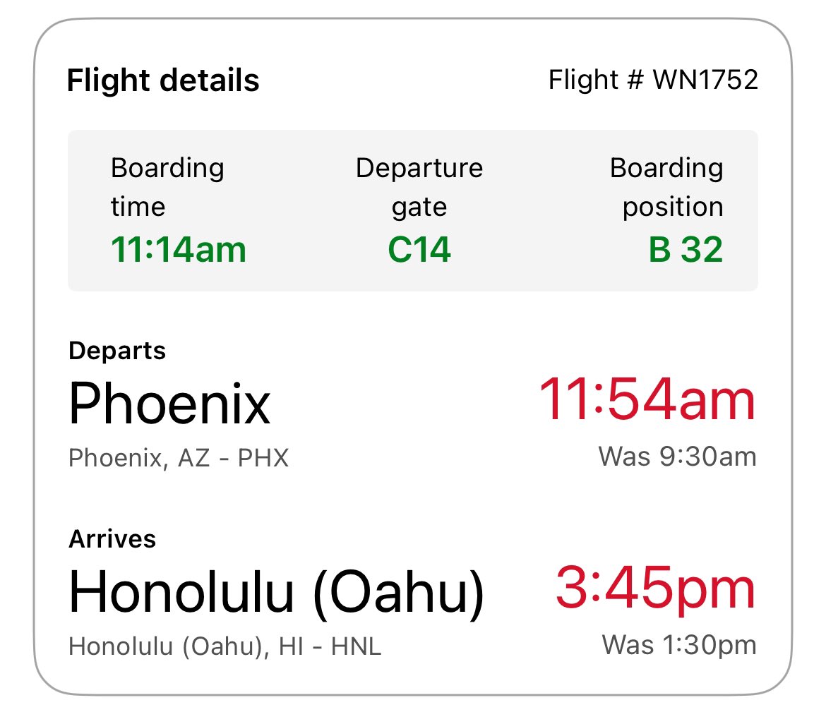 13ten80's tweet photo. @SouthwestAir what’s the deal? 
Totally fully flight has changed gates 2x, multiple planes, are we not traveling on safe aircraft? 

#southwest #boeing #safe https://t.co/V9SZrVsv3m