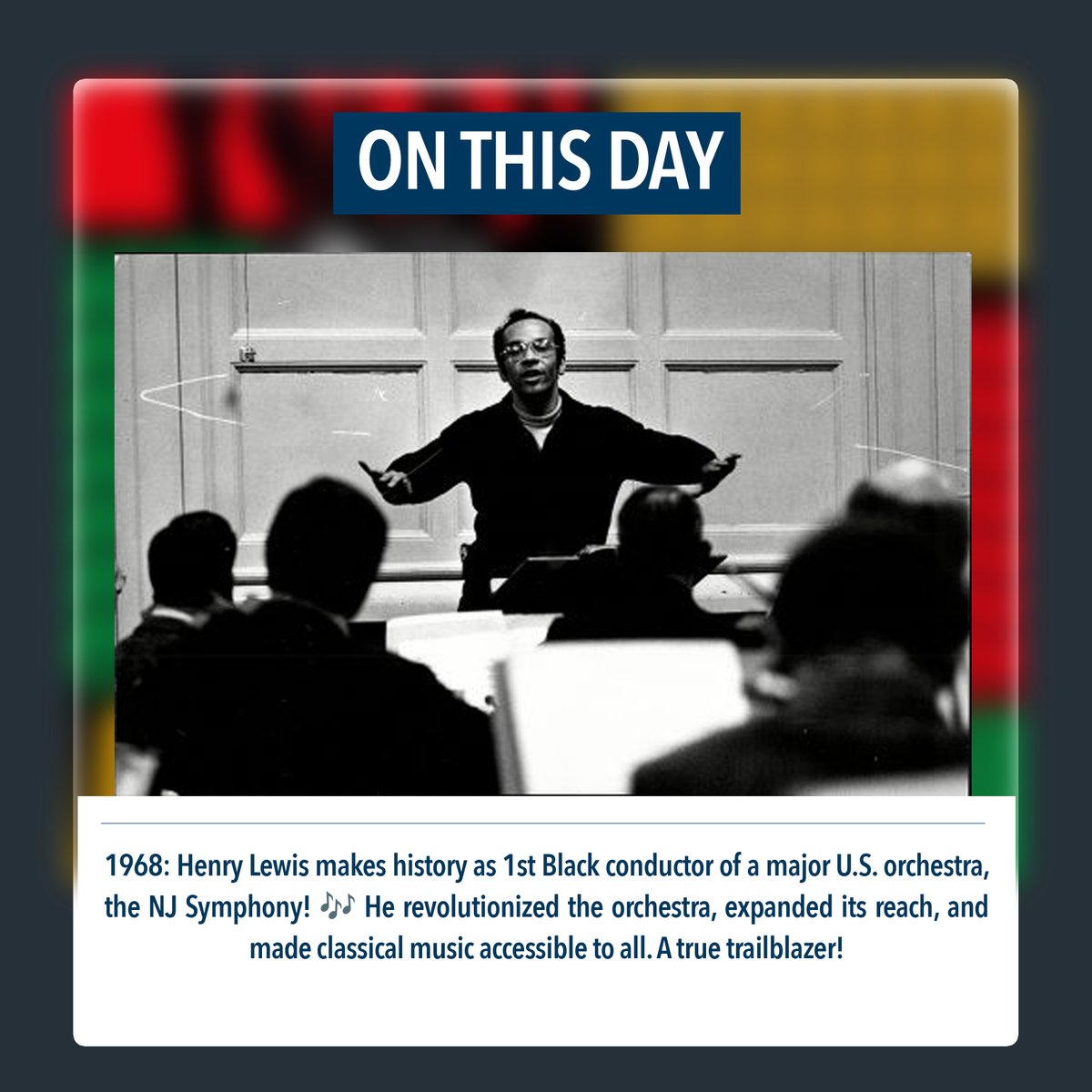 jim_mcgreevey's tweet photo. #OnThisDay, 1968: #HenryLewis makes history as #1stBlackConductor of a #MajorUSOrchestra, the #NJSymphony! 🎶 He revolutionized the orchestra, expanded its reach, and made classical music accessible to all. A true #Trailblazer! https://t.co/gIO0pweWCv