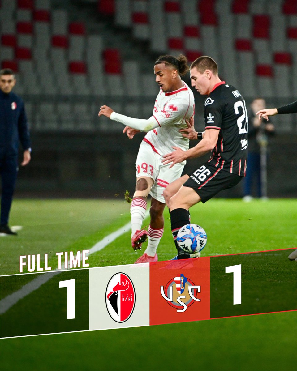 sscalciobari's tweet photo. ⚪🔴🐔 #BARCRE FT 1-1
[24'st Valoti, 48'st Bianchetti aut.]
•
#sscbari #serieBKT #serieB #legaB https://t.co/Ocf9zhXY0w