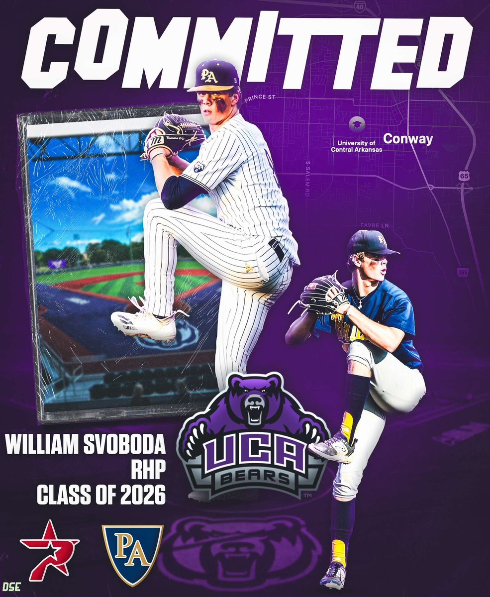 William Svoboda (@william_svoboda) on Twitter photo I am excited to announce that I have committed to play baseball for The University of Central Arkansas. I want to thank God, my family, coaches and teammates that have supported and encouraged me on and off the field. Thank you <a href="/UCABearBaseball/">UCA Baseball</a> for giving me this opportunity.
Go I am excited to announce that I have committed to play baseball for The University of Central Arkansas. I want to thank God, my family, coaches and teammates that have supported and encouraged me on and off the field. Thank you <a href="/UCABearBaseball/">UCA Baseball</a> for giving me this opportunity.
Go