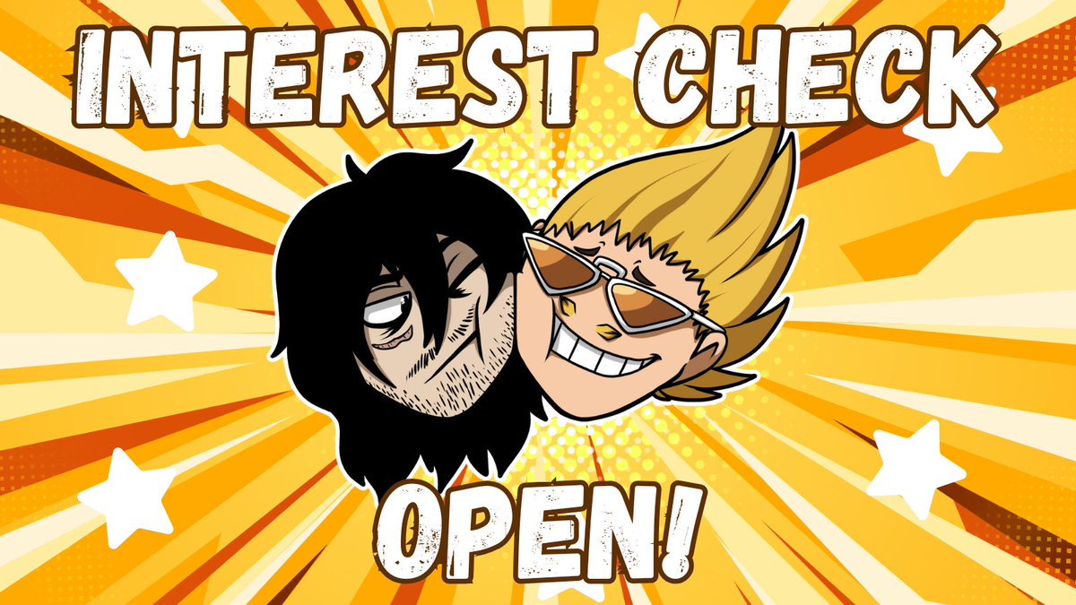🖤💛INTEREST CHECK OPEN! 💛🖤

Sorry for the delay folks, Hizashi and Shouta got a little distracted over valentines day 🤭

Make sure to fill it out y'hear? It's open until march 15!

🔗⬇️