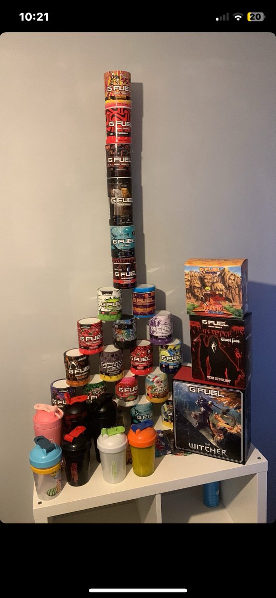 BenyeMooWest's tweet photo. Gfuel collection getting slightly bigger

Mango lemonade review from some cool guy @itzcarlo324 
@ES_FTW 
https://t.co/Wo45FfnKOm https://t.co/8d1ovqJ33C