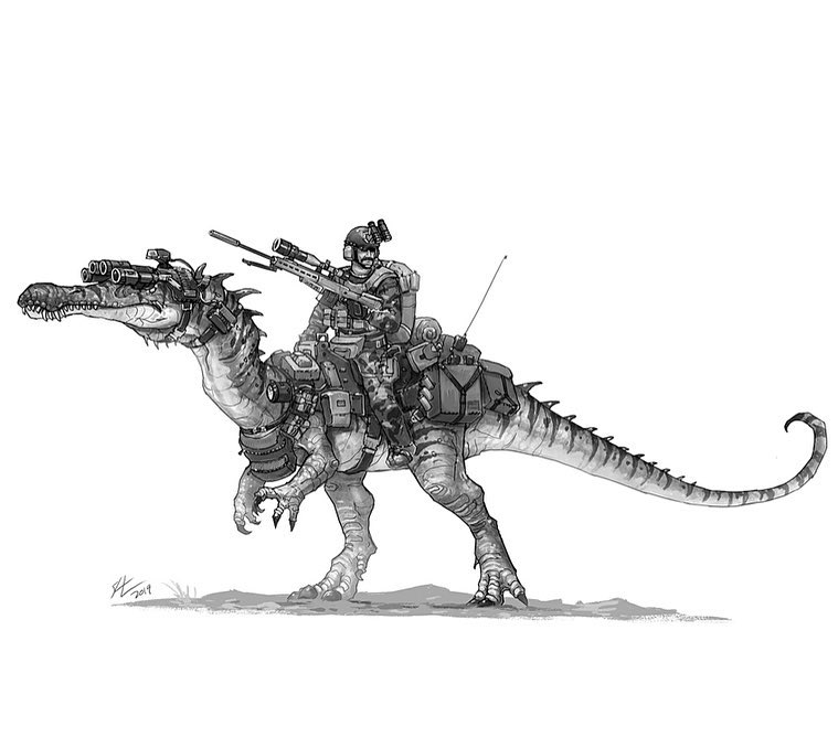 CorporalRex's tweet photo. "Baryonx 6 going dark: - tactical baryonx and rider by Shaun Keenan https://t.co/UC3Mdur2Oy