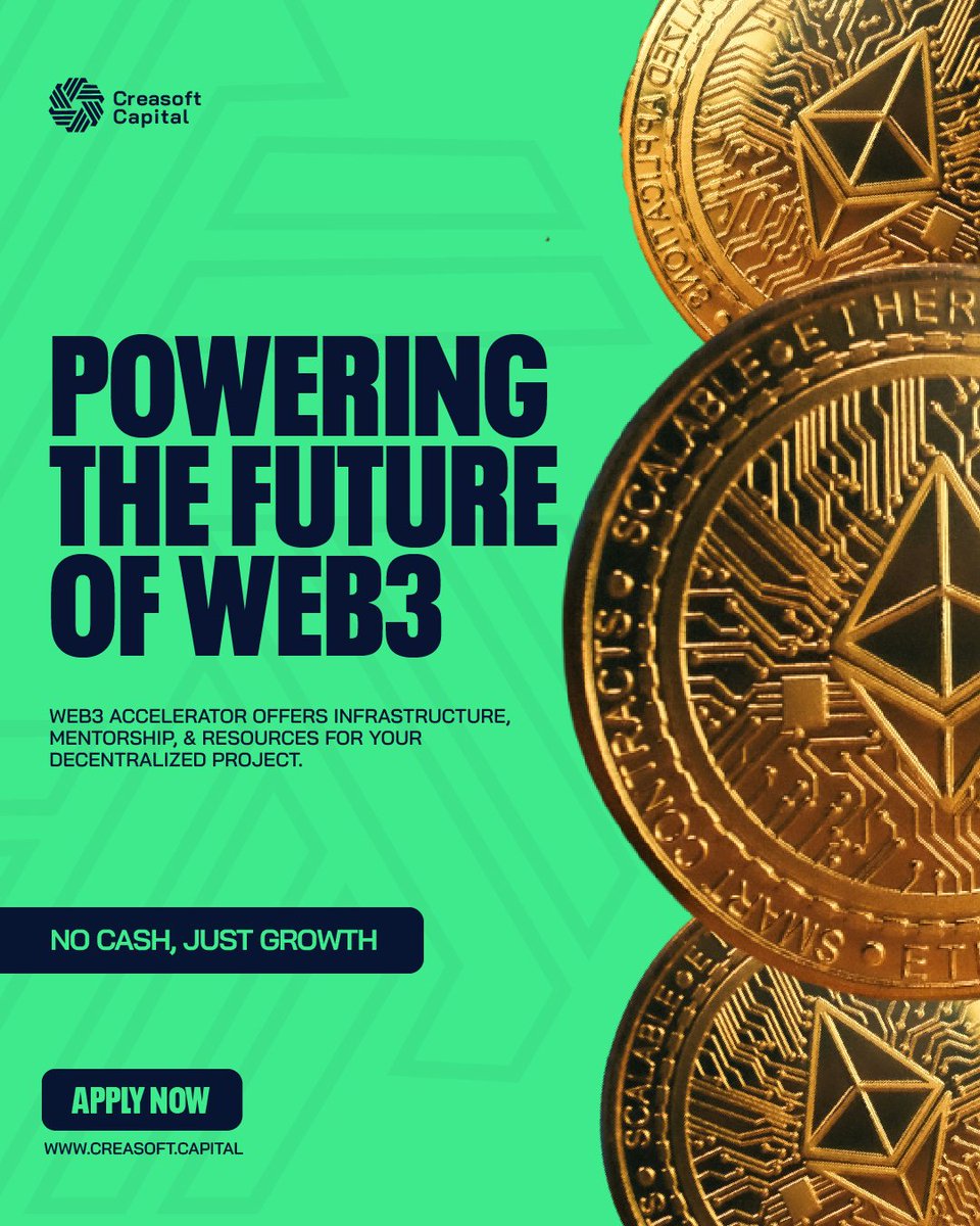 CreasoftCapital's tweet image. 📈 ACCELERATE YOUR WEB3 VISION!
Get the ultimate boost for your decentralized project!
👉 Get infrastructure, mentorship, and resources to propel your growth
APPLY NOW & FUEL YOUR WEB3 DREAMS!
🌐 Creasoft.capital
#Web3Accelerator #DecentralizedFuture #GrowYourProject