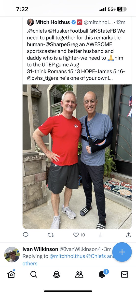 mitchholthus's tweet photo. .We just lost a great one. @SharpeGreg a long time friend passed yesterday afternoon . I loved working with Greg. Greg was one of the most amazing men I ever knew -and a big time sportscaster who was so talented and versatile. Yet, it was his heart that set him apart. A heart of a loving husband and daddy of 3 beautiful daughters. A courageous heart that battled this past year in a way that inspires us all. A heart that was full of passion for the Huskers and the Cats as their Voice. Most important a heart that knew Jesus as his personal Savior. Tami and I are in prayer for Amy and the girls to claim Psalm 34:18 and that The Lords Spirit will surround them with warm memories of a great man-husband-daddy-and Voice @kstatesports @Huskers Gonna miss him.