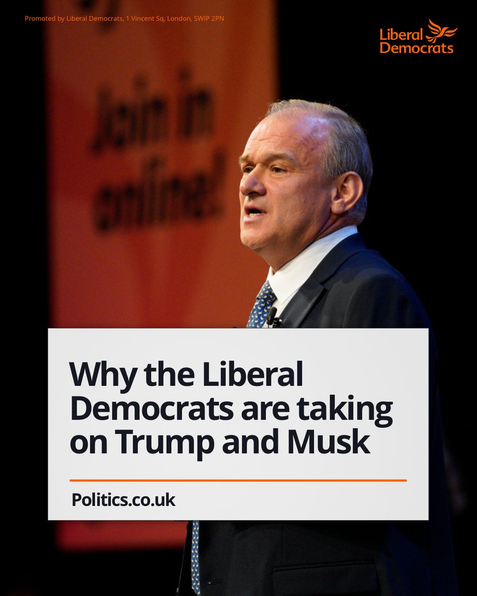 “As a party willing to break a Westminster taboo and take on Trump, the Liberal Democrats are honing a distinct political identity. The MAGA worldview of course, is an anathema to the liberal democratic values Davey’s party champions.


"The anti-Trump stance also reinforces the