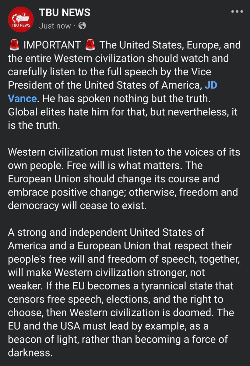 #UnitedStates #EuropeanUnion #FreedomOfSpeech #freedom <a href="/elonmusk/">Elon Musk</a> <a href="/DonaldJTrumpJr/">Donald Trump Jr.</a> <a href="/realDonaldTrump/">Donald J. Trump</a> <a href="/JDVance/">JD Vance</a> <a href="/EU_Commission/">European Commission</a> <a href="/Europarl_EN/">European Parliament</a>