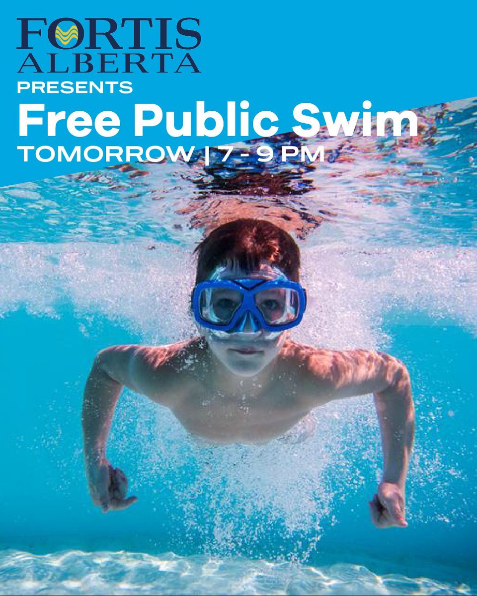 SLSCentre's tweet image. 🌊🏊‍♀️  Join in the fun at our Free Community Swim Tomorrow, Feb 16, generously sponsored by Fortis Alberta.

Secure your spot by registering today and get ready to make a splash! 💦👙

Register now: tab.so/FortisFreeSwim

#FreeSwim #CommunityFun #CochraneEvents #SLSCentre