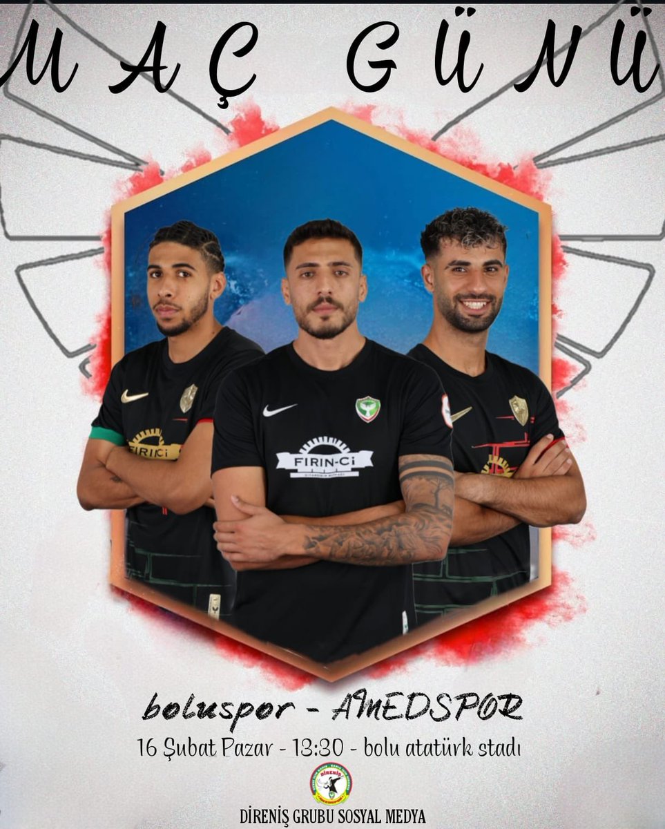 Amedspordirenis's tweet photo. 📢 Maç Günü
🆚 Boluspor
🗓️ 16 Şubat Pazar
⏱ 13.30
🏟 Bolu Atatürk Stadyumu
📺 TRT Spor, beIN SPORTS 2, tabii
📲#BSvAMD https://t.co/RIj6DSBdGC