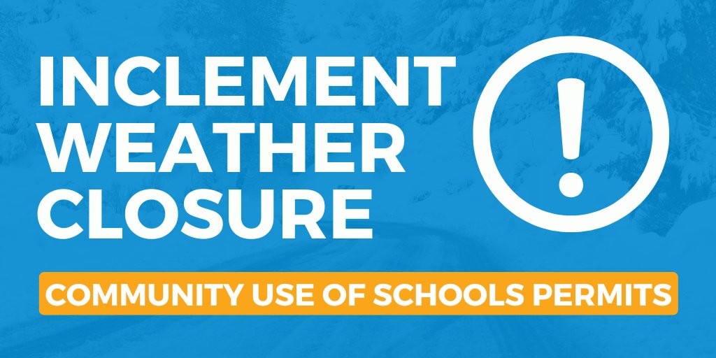 GEDSB's tweet image. All Community Use of Schools permits are cancelled for Sunday, February 16 due to inclement weather conditions. All permit holders have been contacted.