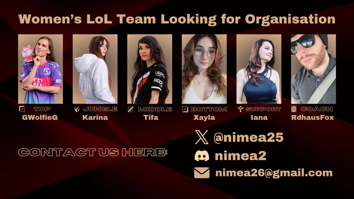 Highly motivated and ready to prove ourselves, we are looking for an organisation for Game Changers and Equal Esports Cup together.

We are a full squad including Manager &amp; Coach

We are also open for offers individually.

🔁RT  &amp; ❤️Like appreciated