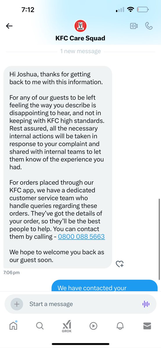 Meganjoycex's tweet photo. @KFC_UKI_Help @ anyone who just wants help with their order. You will just be sent the number who doesn’t help customers :) 
Absolutely awful company. https://t.co/EzgZy6oz3r
