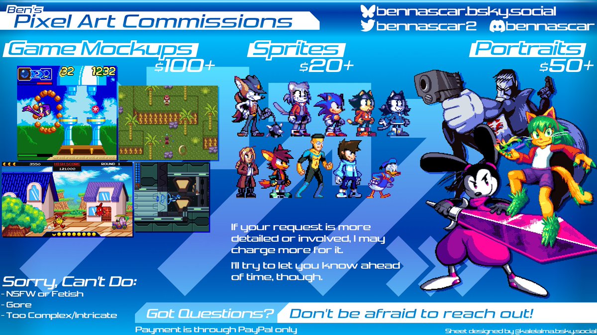 Currently in need of some money due to my cat's medical expenses, so I'm opening up some commissions for a bit! DM me here or on Discord for details.

#pixelart