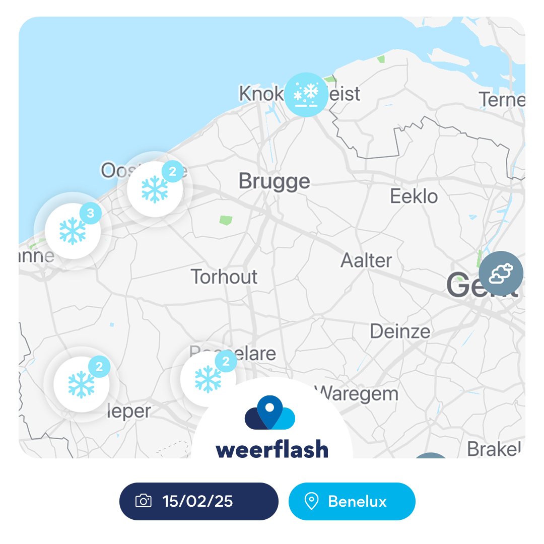 Iedereen wakker?! Op dit moment meer en meer weermeldingen in onze #weerapp van #sneeuw. Aan de Belgische kust lokaal al met een wit landschap tot gevolg. Download de app gratis en deel je waarneming met duizenden andere gebruikers.
