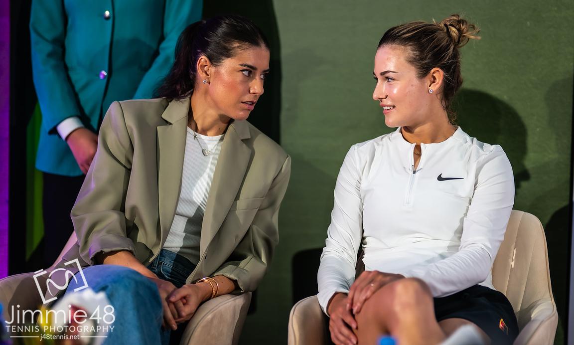 Sorana Cirstea and Anna Kalinskaya helping take part in the draw ceremony in Dubai on Saturday.

Source: <a href="/JJlovesTennis/">Jimmie48 Photography</a>