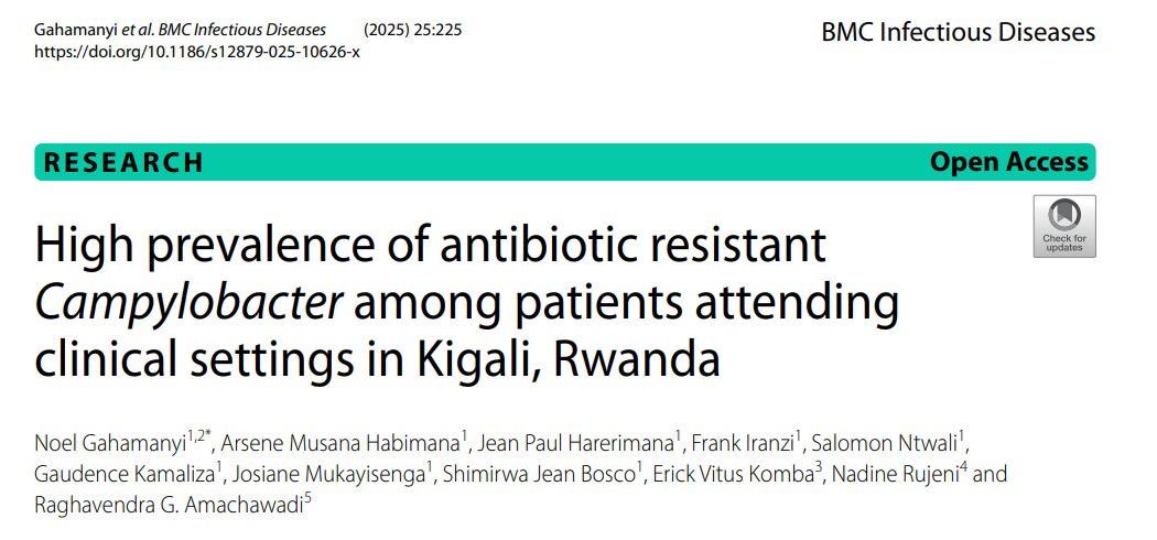 Our first paper on #Campylobacter in #Rwanda to deal with #AMR has been published. We highlight increased resistance to Erythromycin which is a drug of choice and Streptomycin (alternative drug). We thank the ⁦<a href="/PasetRsif/">Research. Innovate. Transform</a>⁩ for funding our research as part of the #JIRA.