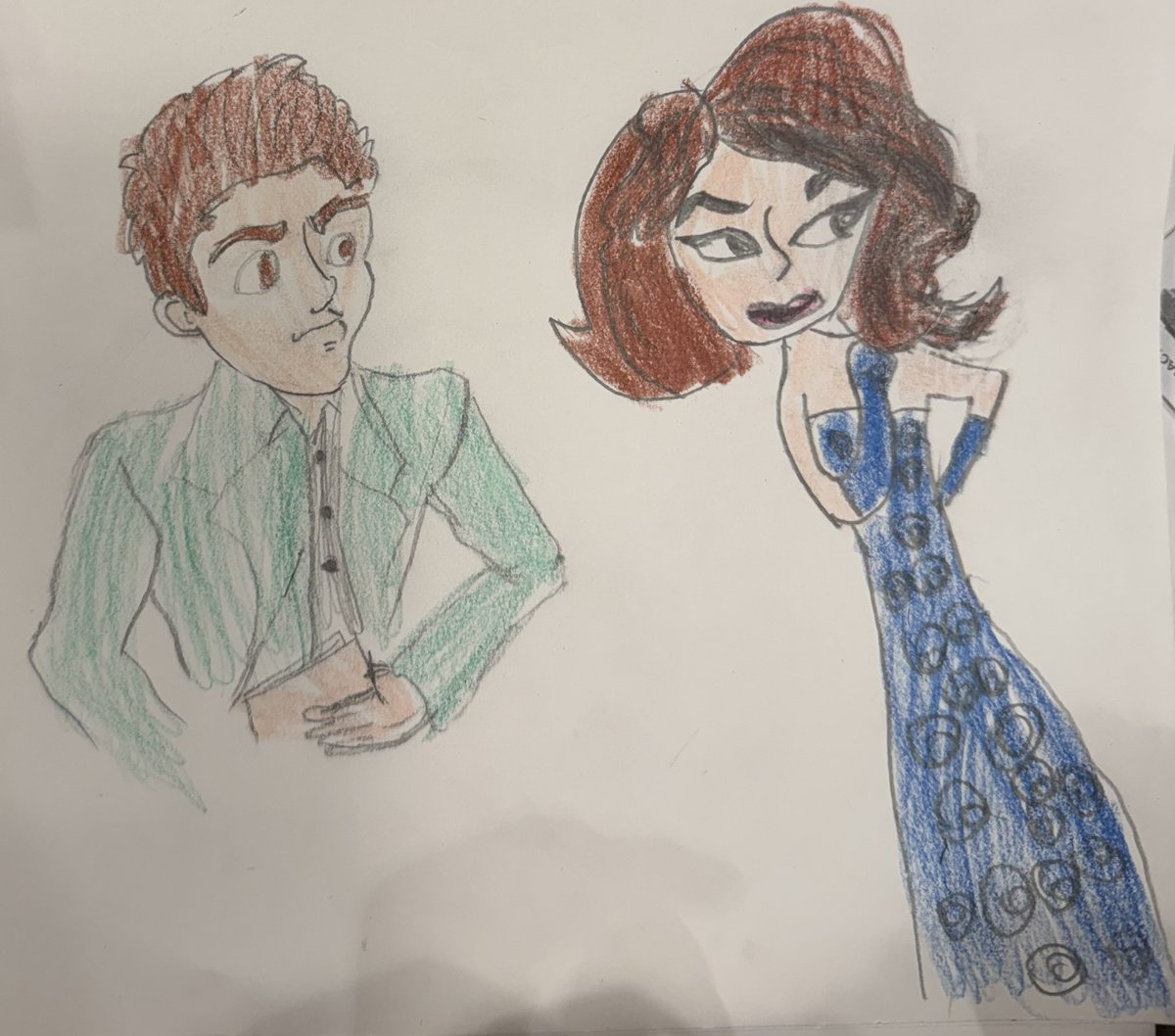 d_ijk_stra's tweet image. 어제에 이어 별이와 Clue 캐릭터들을 그렸다. 별이는 채색만 하다가 Mrs Peacock을 그림! #별이육아 #별이그림 #내가그림