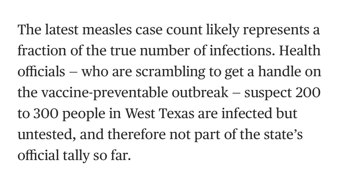 When you have that large an epidemic of measles 200-300 and admissions to hospitals and pediatric ICUs mount, we know what can happen. Thinking of my pediatric colleagues in rural and children’s hospitals in the Texas panhandle this afternoon and evening 

nbcnews.com/health/health-…