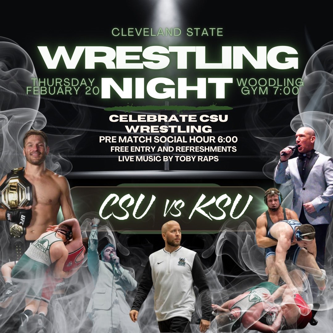 An unforgettable evening in Woodling, just ✋days away! Show up and shout for <a href="/CSUWrestling/">CSU</a> and <a href="/KentStWrestling/">Kent State Men's Wrestling</a> in the battle of NE OHIO