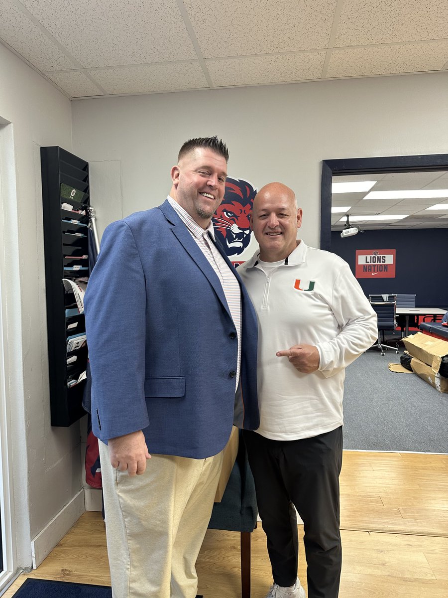 Westminster Academy Football (@walionsfb) on Twitter photo Great to have <a href="/CanesFootball/">Miami Hurricanes Football</a> WR Coach <a href="/CoachCazz/">Mike Cassano</a> on campus to talk about our players and program! Appreciate the visit coach! <a href="/ehoff23/">Ehren Wallhoff</a> <a href="/coach_cristobal/">Mario Cristobal</a> <a href="/CanesRecruits/">Canes Recruiting</a> <a href="/MiamiHurricanes/">Miami Hurricanes</a> <a href="/Rivals/">Rivals</a>
#ItsAllAboutTheU | #GoCanes Great to have <a href="/CanesFootball/">Miami Hurricanes Football</a> WR Coach <a href="/CoachCazz/">Mike Cassano</a> on campus to talk about our players and program! Appreciate the visit coach! <a href="/ehoff23/">Ehren Wallhoff</a> <a href="/coach_cristobal/">Mario Cristobal</a> <a href="/CanesRecruits/">Canes Recruiting</a> <a href="/MiamiHurricanes/">Miami Hurricanes</a> <a href="/Rivals/">Rivals</a>
#ItsAllAboutTheU | #GoCanes