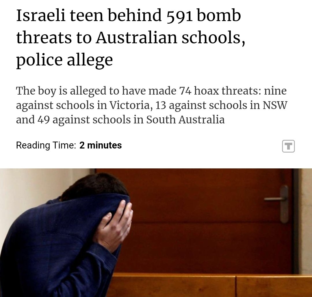 Israeli hoaxes are a large part of what is called "rising antisemitism". In 2018 Michael Kadar was convicted by a Tel Aviv court of making about 2,000 hoax calls from Israel to Jewish centres and schools in Australia and the USA.  reuters.com/article/world/…