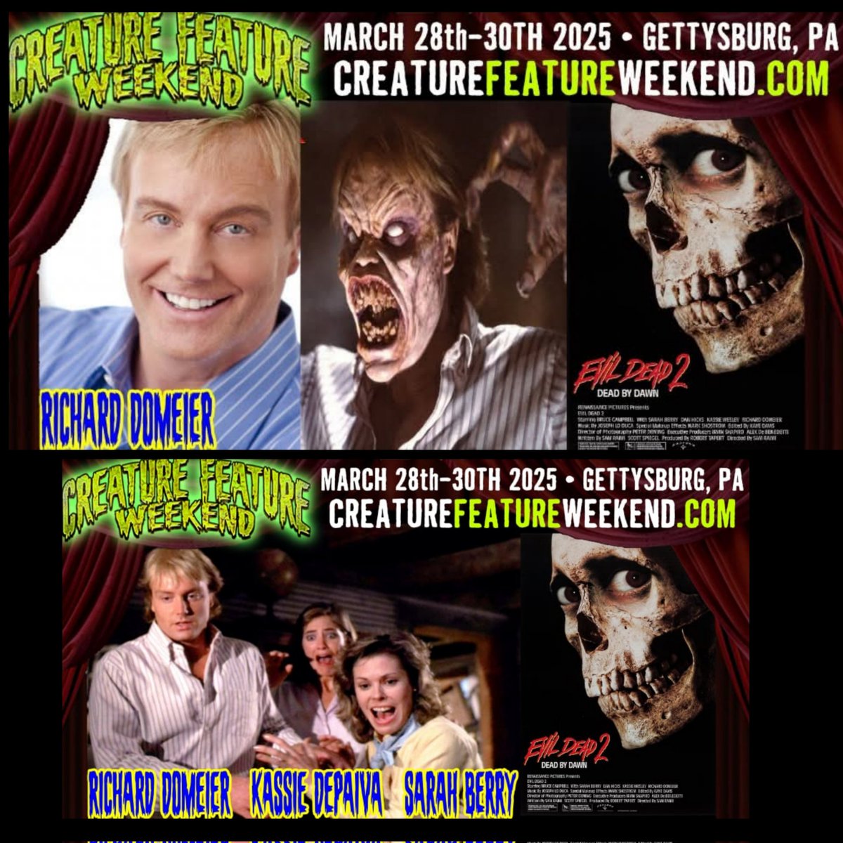 Pop out of the fruit cellar &amp; get to Gettysburg! 

Rick Domeier makes his 1st convention appearance in over a decade! He'll be a part of the Evil Dead 2 reunion March 28-30! 

Get your tickets (and bring your soul) at creaturefeatureweekend.com 
<a href="/DomeierRick/">Rick Domeier</a> <a href="/Rick_Domeier/">Rick Domeier</a>
