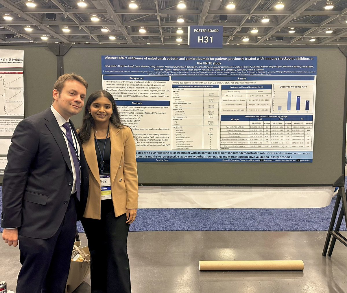 Vadim Koshkin MD (@koshkin85) on Twitter photo Super🌟<a href="/Tanjin097/">Tanya Jindal</a> <a href="/CWRUSOM/">CWRU School of Medicine</a> continues to impress w important analyses from Unite study.
Robust ORR and DCR with EV/P after prior ICI in #mUC presented at @asco #GU25 <a href="/UCSFCancer/">UCSF Helen Diller Family Comprehensive Cancer Ctr</a> <a href="/PGrivasMDPhD/">Petros Grivas</a> <a href="/AmandaNizamMD/">Amanda Nizam, MD</a> <a href="/shilpaonc/">Shilpa Gupta</a> <a href="/OAlhalabiMD/">Omar Alhalabi, MD</a> <a href="/AbhiTrip87/">Abhishek Tripathi</a> <a href="/JasonBrownMDPhD/">Jason Brown</a> <a href="/urotoday/">UroToday.com</a> <a href="/Uromigos/">Uromigos</a> Super🌟<a href="/Tanjin097/">Tanya Jindal</a> <a href="/CWRUSOM/">CWRU School of Medicine</a> continues to impress w important analyses from Unite study.
Robust ORR and DCR with EV/P after prior ICI in #mUC presented at @asco #GU25 <a href="/UCSFCancer/">UCSF Helen Diller Family Comprehensive Cancer Ctr</a> <a href="/PGrivasMDPhD/">Petros Grivas</a> <a href="/AmandaNizamMD/">Amanda Nizam, MD</a> <a href="/shilpaonc/">Shilpa Gupta</a> <a href="/OAlhalabiMD/">Omar Alhalabi, MD</a> <a href="/AbhiTrip87/">Abhishek Tripathi</a> <a href="/JasonBrownMDPhD/">Jason Brown</a> <a href="/urotoday/">UroToday.com</a> <a href="/Uromigos/">Uromigos</a>