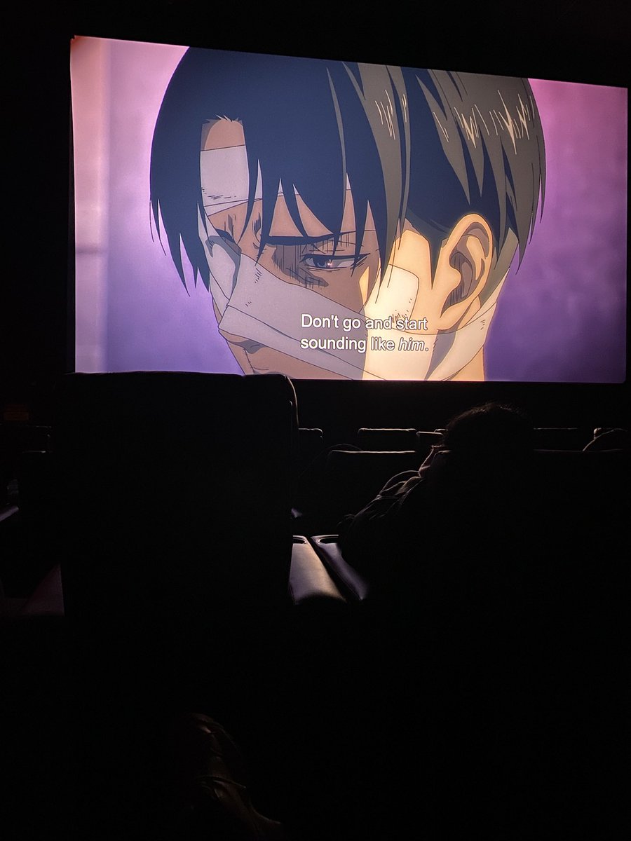 nusrat_s's tweet photo. oh nothing just the loml on the big screen 

#levi #AttackOnTitanTheLastAttack https://t.co/XWi3lYb8Tg