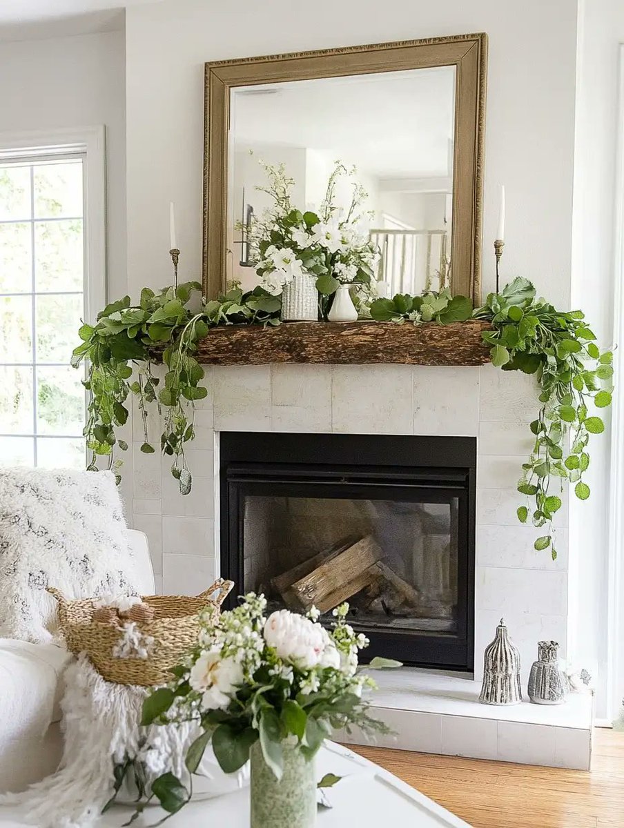 Spring Fireplace Mantel Decor: Transform Your Space for the Season. Read more --> tinyurl.com/5brb22v