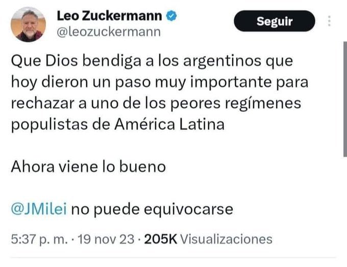 Pues ya se equivocó <a href="/JMilei/">Javier Milei</a> ¿Algo más que gustes agregar <a href="/leozuckermann/">Leo Zuckermann</a>?