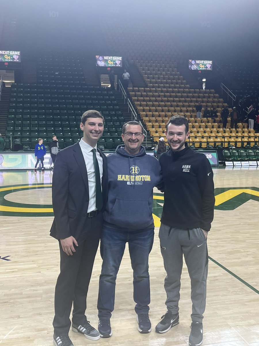 Great win for <a href="/MasonMBB/">George Mason Men's Basketball</a> over <a href="/SJUHawks_MBB/">SJU Hawks MBB</a>!

Reunion for <a href="/HMS_Cougars/">Harrington_MS_MtLaurel</a> Basketball Managers <a href="/RWeipz/">Ricky Weipz</a> (George Mason staff) and <a href="/MattRebock/">Matt Rebock</a> (St. Joseph’s staff)