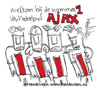 Voorspel de juiste eindstand van #AJAher en WIN deze originele tekening van <a href="/henkveen/">Henk Veen</a>! Mention en volg ons beide en RETWEET! #AJAX