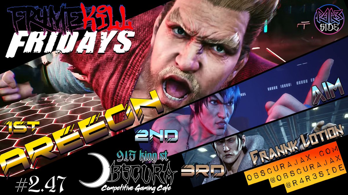 R4R3side's tweet photo. Congratulations to our @ObscuraJAX #framekillfridays TEKKEN 8 weekly champion! @Areeeeon

SUPER STACKED 23 player bracket, I don't think anyone had a single easy match all night!

Register for GOLDEN WEEK: https://t.co/qTusv9yaAp
Follow all of our events: https://t.co/XPLGzTpN9L https://t.co/0Rd0yVWElK