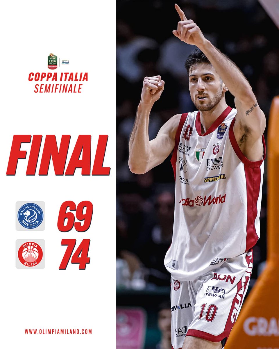 #finaleight #coppaitalia SF 2025 <a href="/GermaniBrescia/">Pallacanestro Brescia</a> combatte ma non trova precisione, <a href="/OlimpiaMI1936/">Olimpia Milano</a> sorpassa solo nel quarto quarto e va in finale - commento e pagelle di <a href="/Berta_SergiBS/">Sergio Bertazzi</a> 
tinyurl.com/mw65j8r3