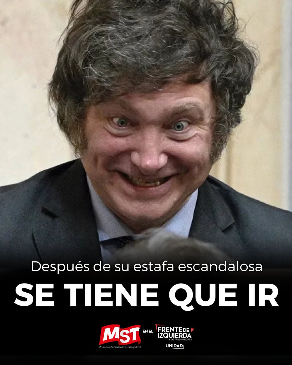 La estafa escandalosa de <a href="/JMilei/">Javier Milei</a> tendría que terminar con su mandato. Si en el Congreso no fueran mayoritariamente cómplices tendrían que impulsarle un Juicio Politico. Pero no podemos confiar en los “ensobrados” que vienen bancando cada porquería de este tipo y su clan de
